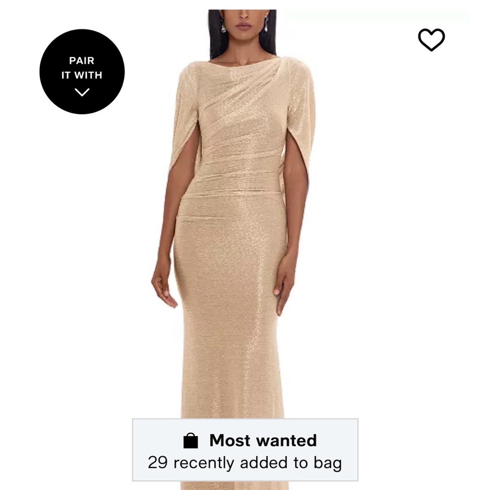 Betsy and Adam Gold evening gown